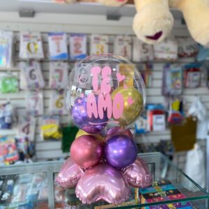 CENTRO DE MESA BURBUJA BASE METALICA