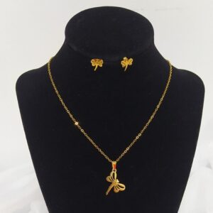 JUEGO LIBELULA DORADA EN ACERO