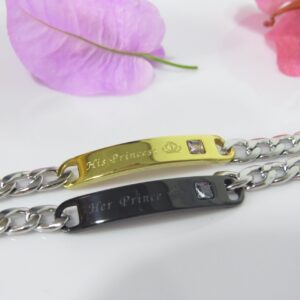 PULSERA PAREJA PRINCESS NEGRA ACERO